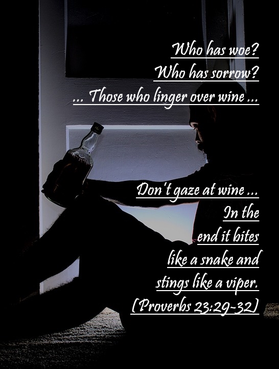 Who has woe? Who has sorrow? ... Those who linger over wine ... Don't gaze at wine ... In the end it bites like a snake and stings like a viper. (Proverbs 23:29-32)